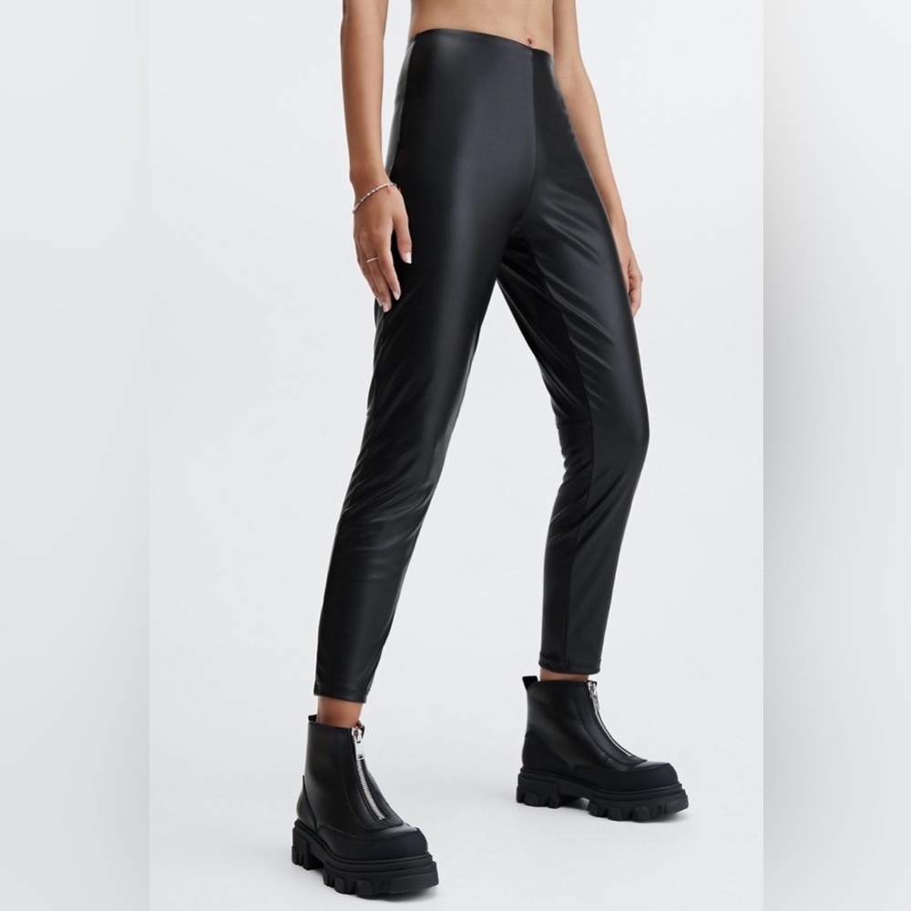 Fabletics Vegan Leather High-Waisted Leggings | Like New
